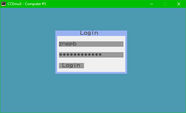 Login screen