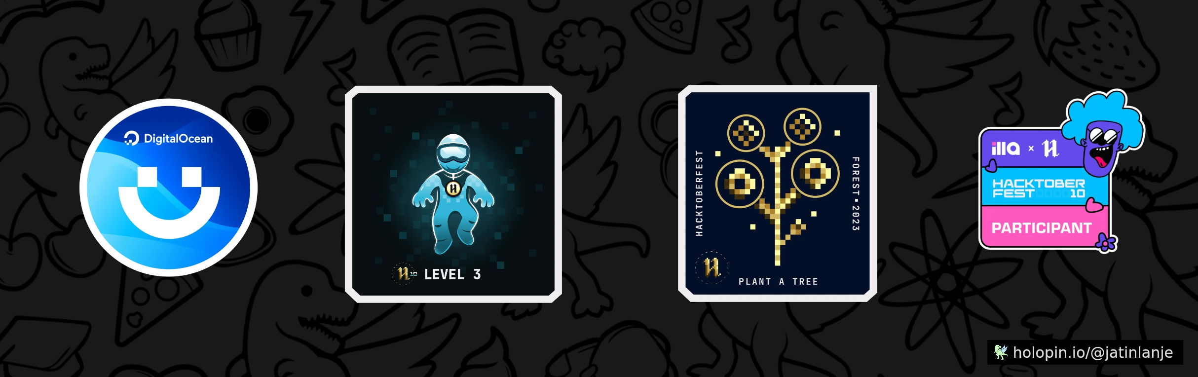 An image of @jatinlanje's Holopin badges, which is a link to view their full Holopin profile