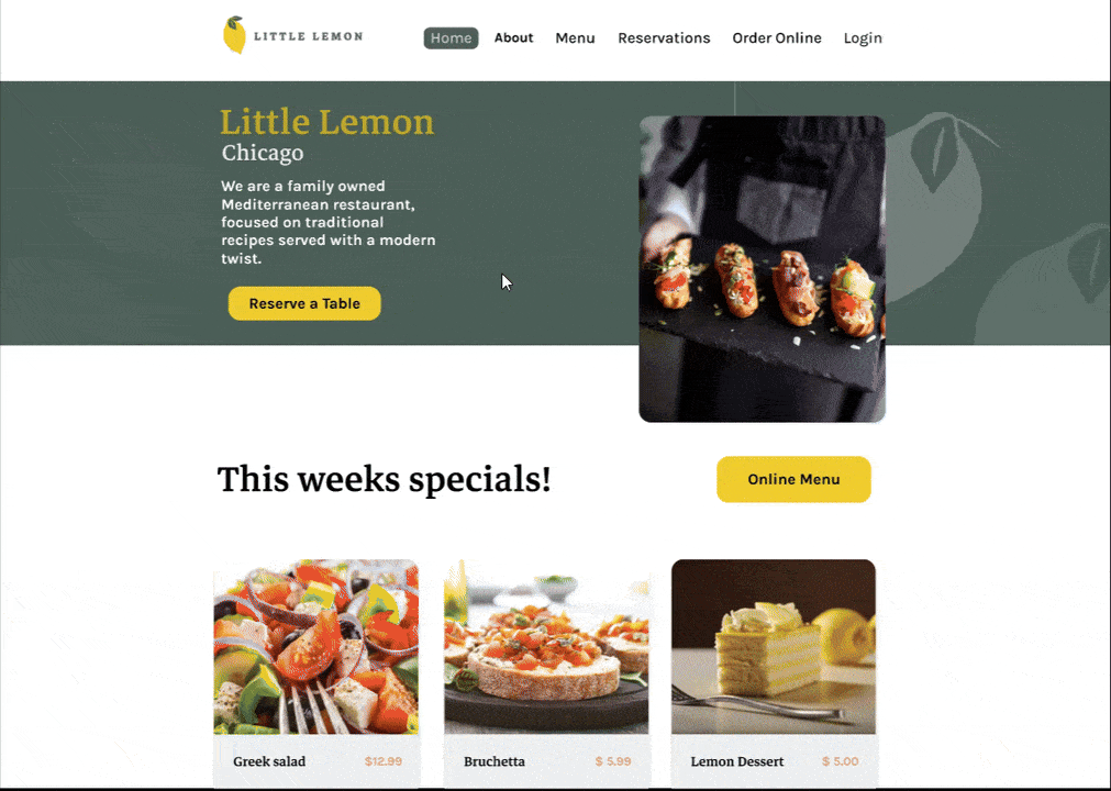 Little Lemon Restaurant App