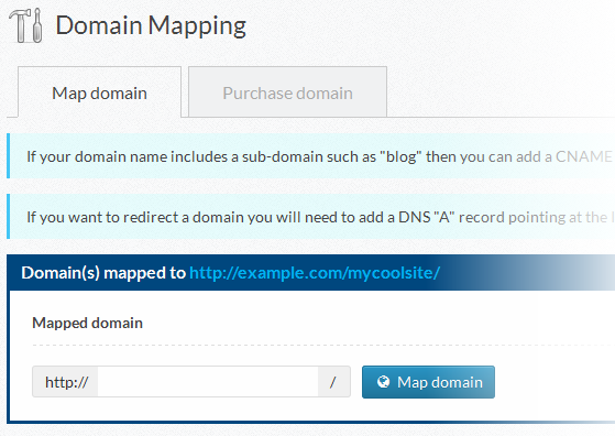 Enter the domain to be mapped to the sub site.