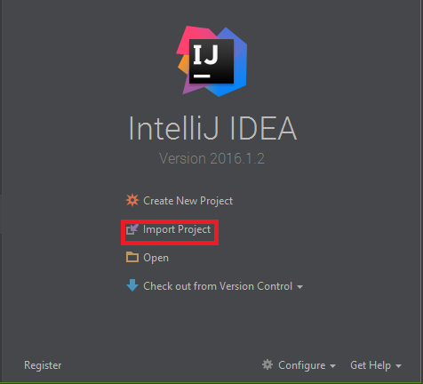 After you have downloaded the source files open up IntelliJ and select Import