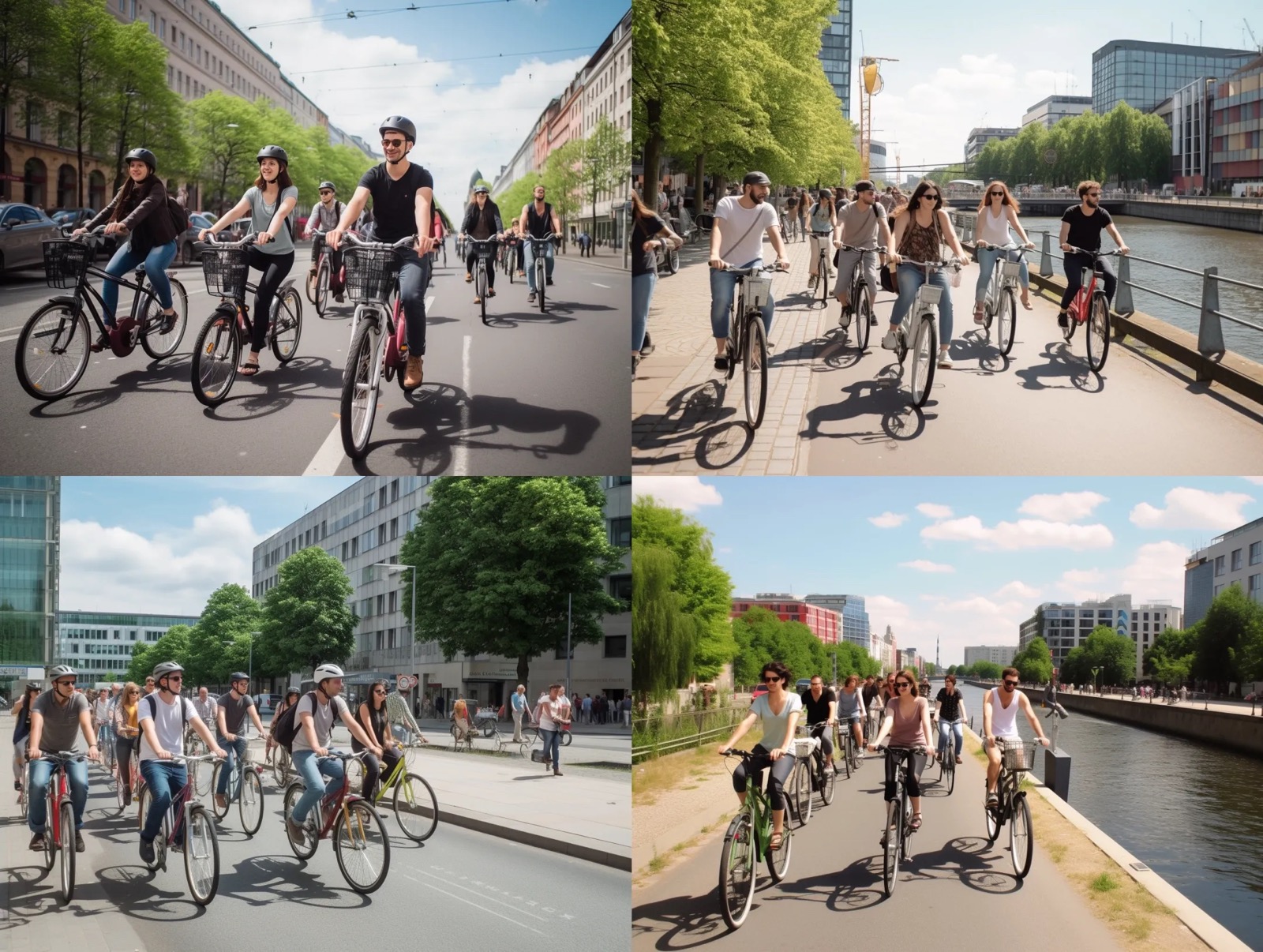 group of people enjoying their bikeride in Berlin Germany midjourney v5