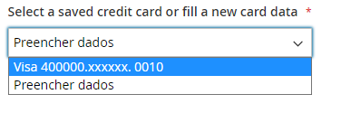Selecting a saved credit card