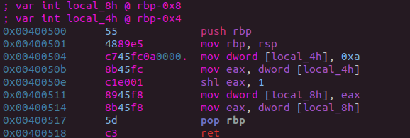 Example function disassembly