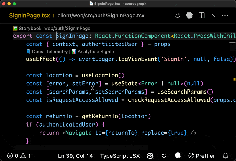 Screenshot of OpenCtx annotations in VS Code