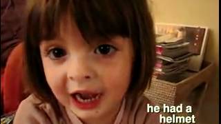 Cute little french girl tell a story