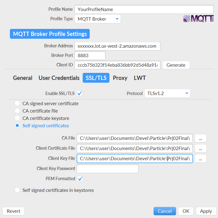 MQTT fx Connection Profile