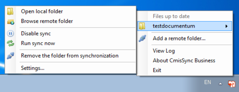 Settings of a CmisSync synchronized folder