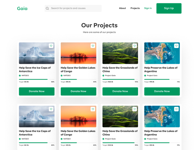 Gaia projects section