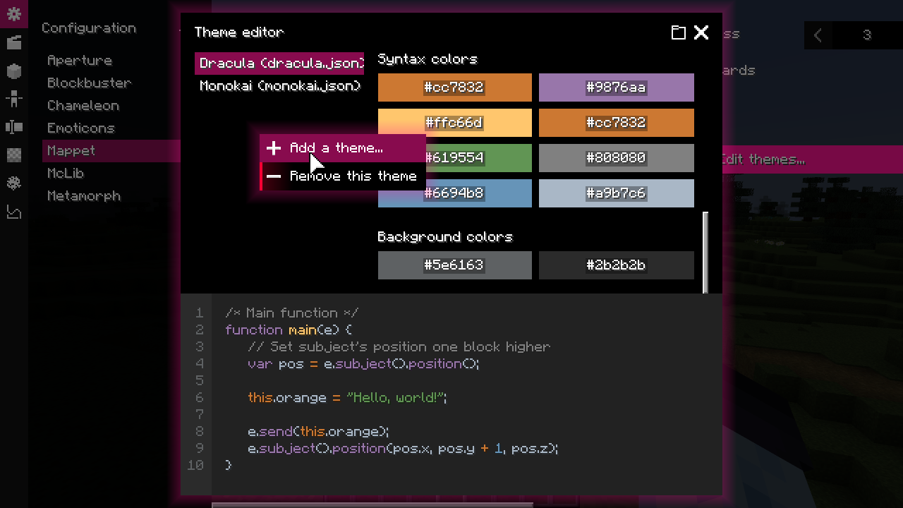 Syntax highlighting theme editor