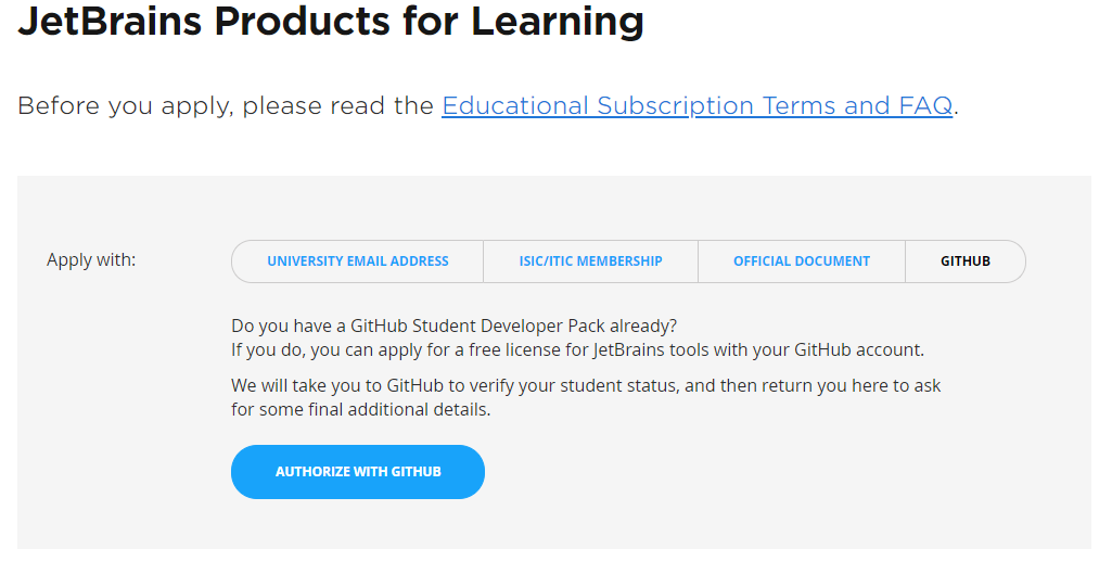 JetBrains Student License