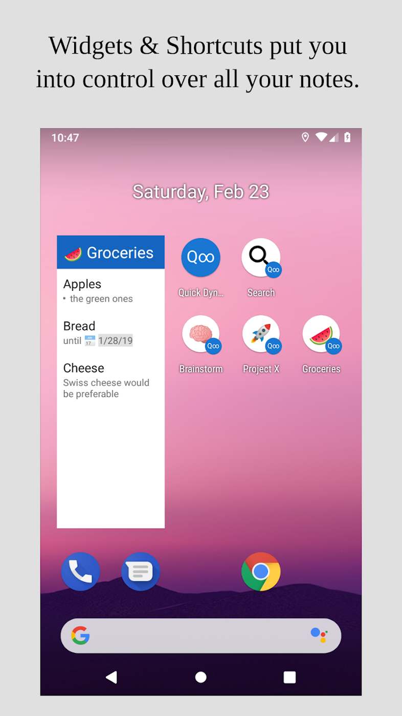 Widgets & Shortcuts put you into control over all your notes