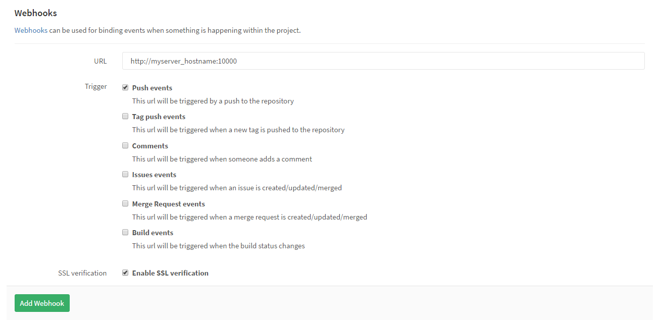 GitLab CE Repository Webhooks