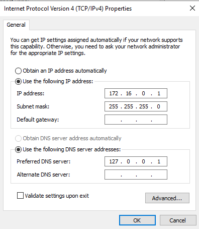 Configuring Internal NW IP address.