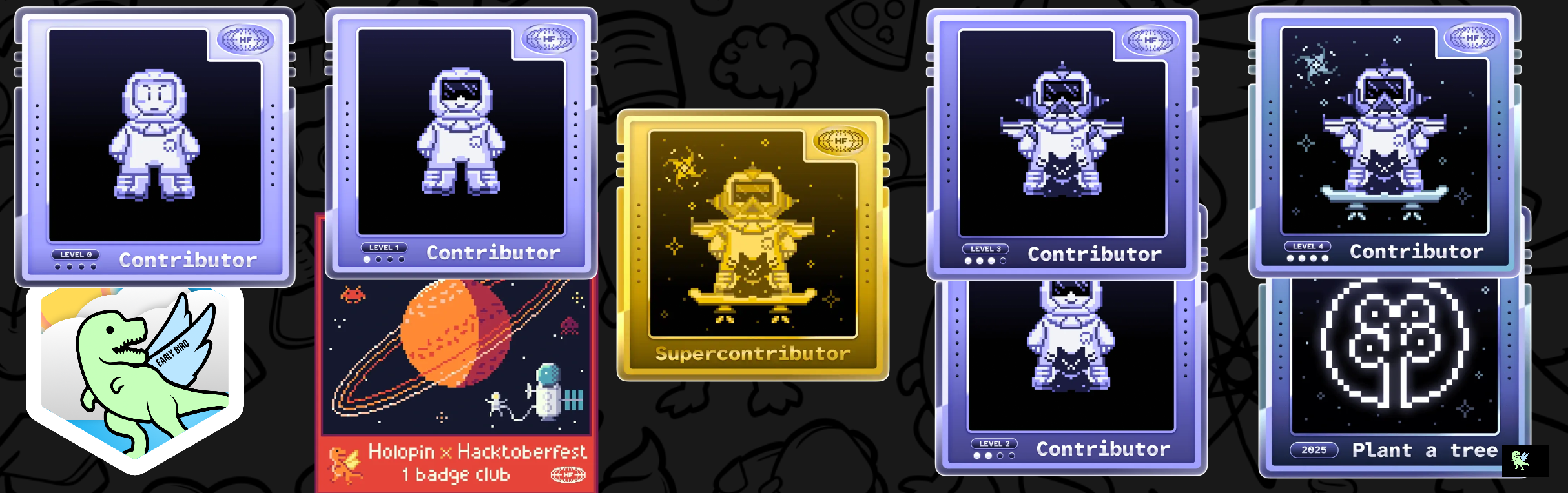 An image of @codezmanoj's Holopin badges, which is a link to view their full Holopin profile