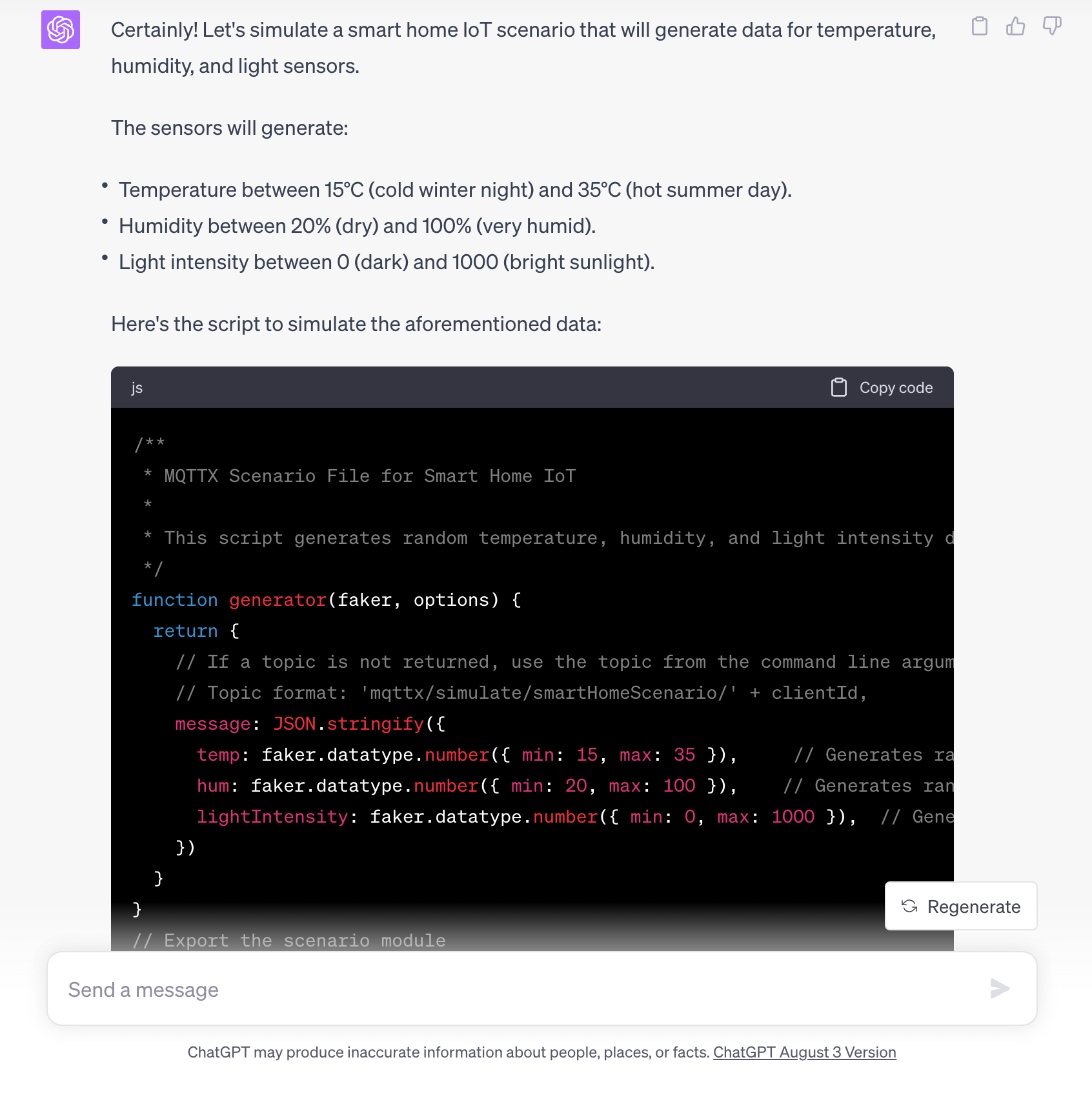 generate a simulation script for your specified scenario