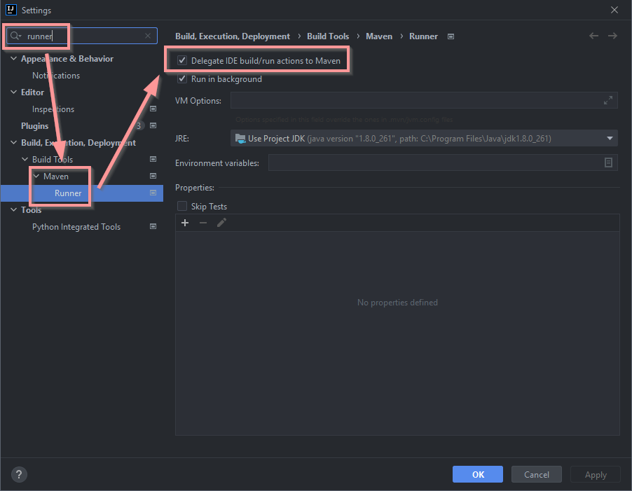 delegate actions to Maven