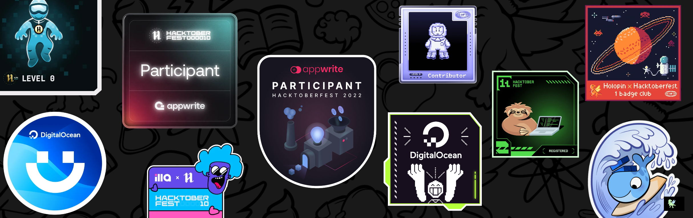 An image of @sulthannk's Holopin badges, which is a link to view their full Holopin profile