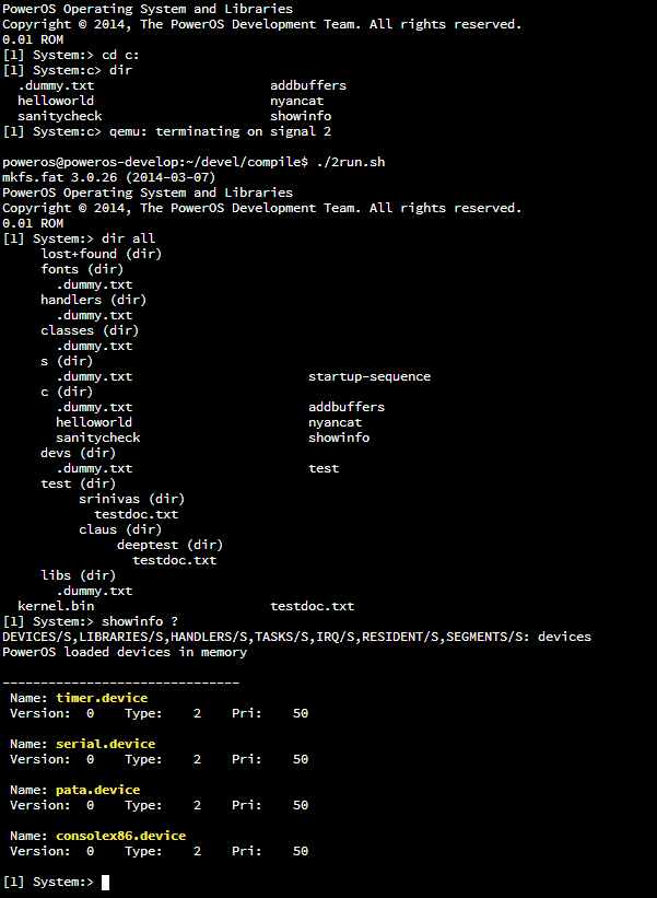 Screenshot of the Shell with the new EXT2 Handler