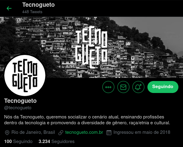 PrintScreen da página de perfil da Tecnogueto