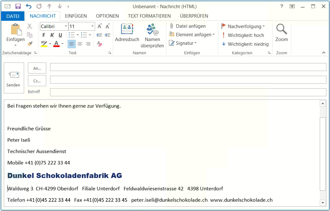 Outlook E-Mail Standard Signature