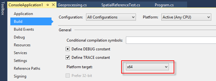 Visual Studio Build Settings