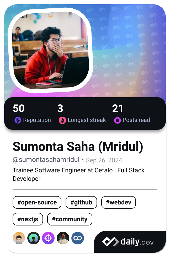 Sumonta Saha (Mridul)'s Dev Card