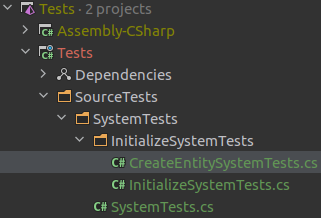 Create entity system tests