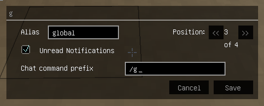 Tab settings interface