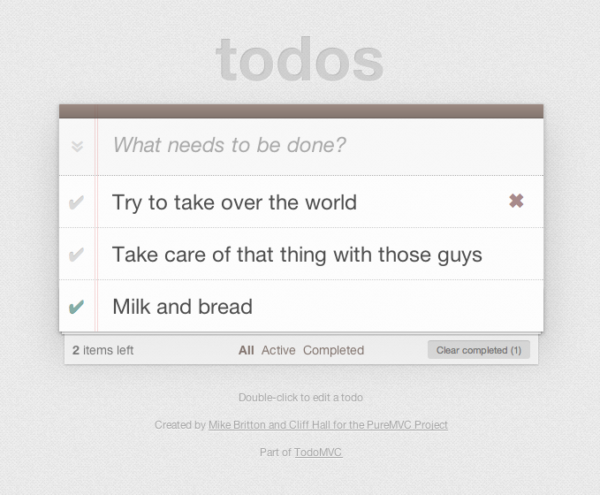PureMVC JavaScript Demo: TodoMVC