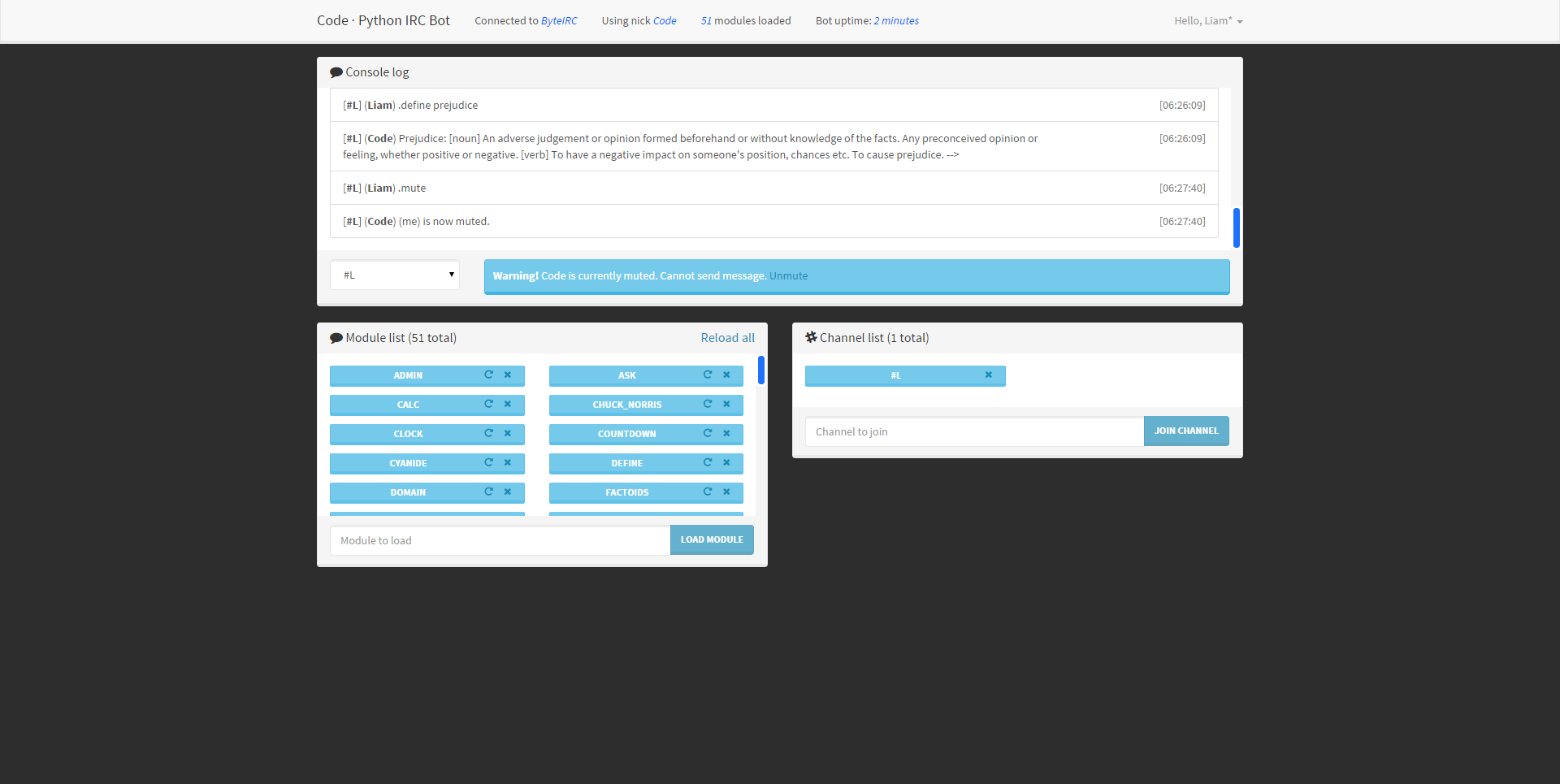 Control panel muting