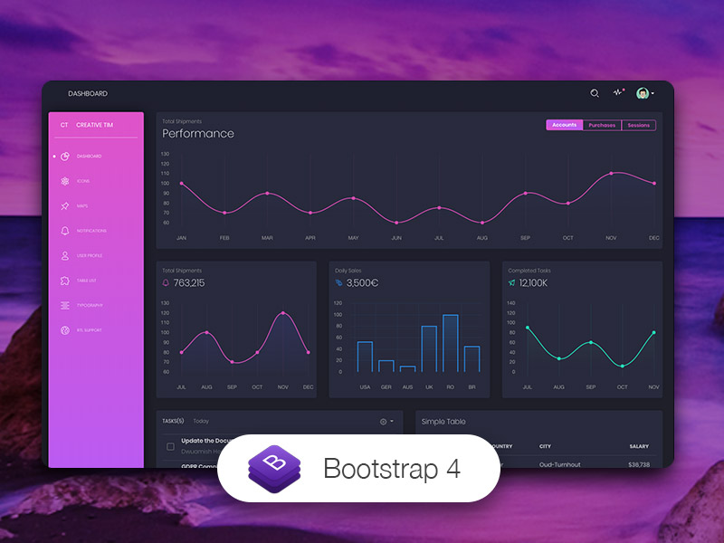 Black Dashboard HTML