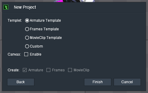 Image example of selecting the armature template