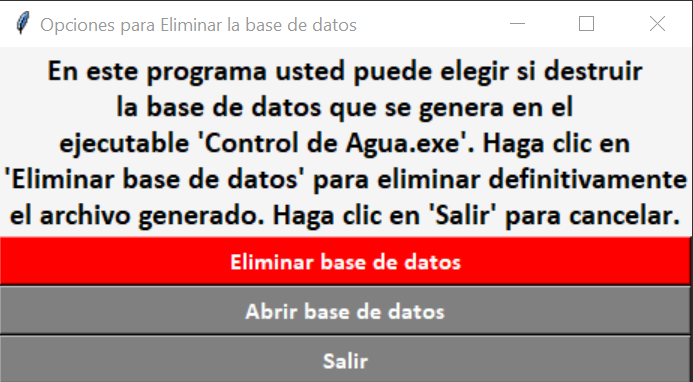 Interfaz de "Eliminar Archivo SQLite.exe"