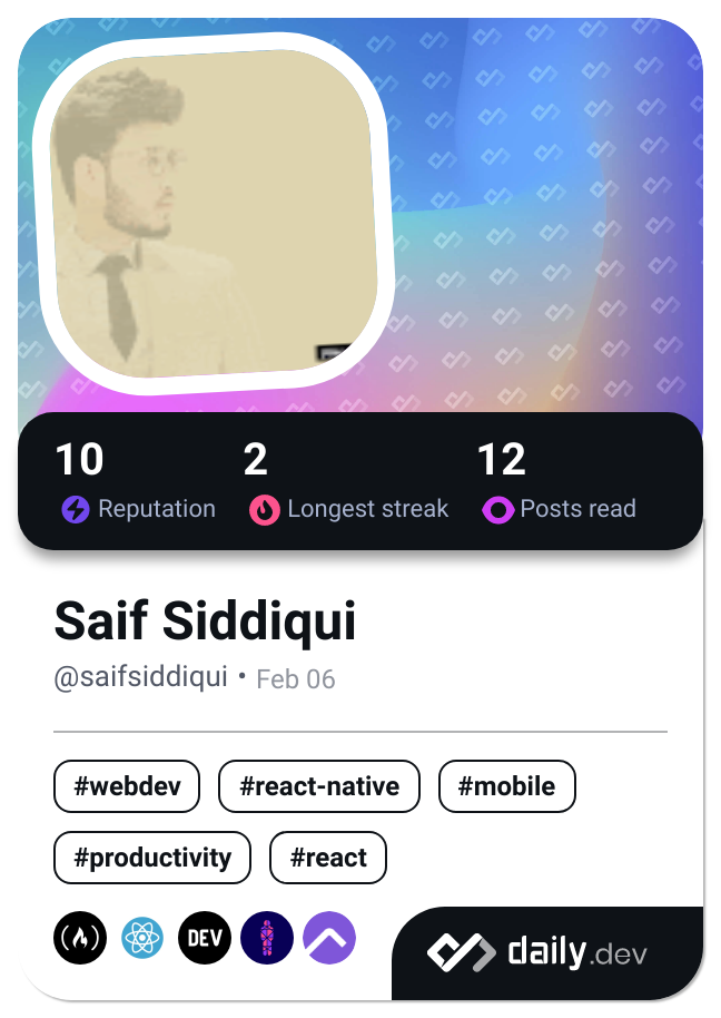 Saif Siddiqui's Dev Card