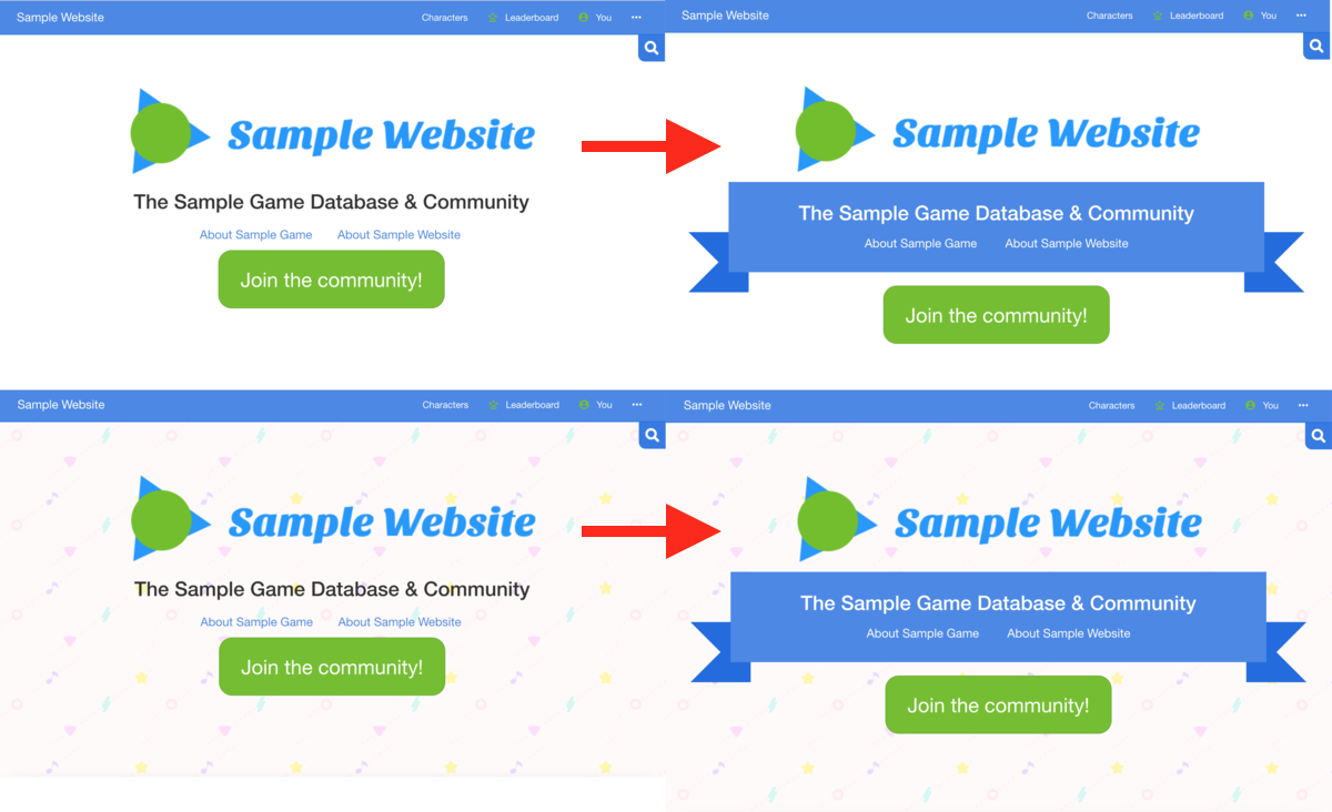 Example of homepage with ribbon
