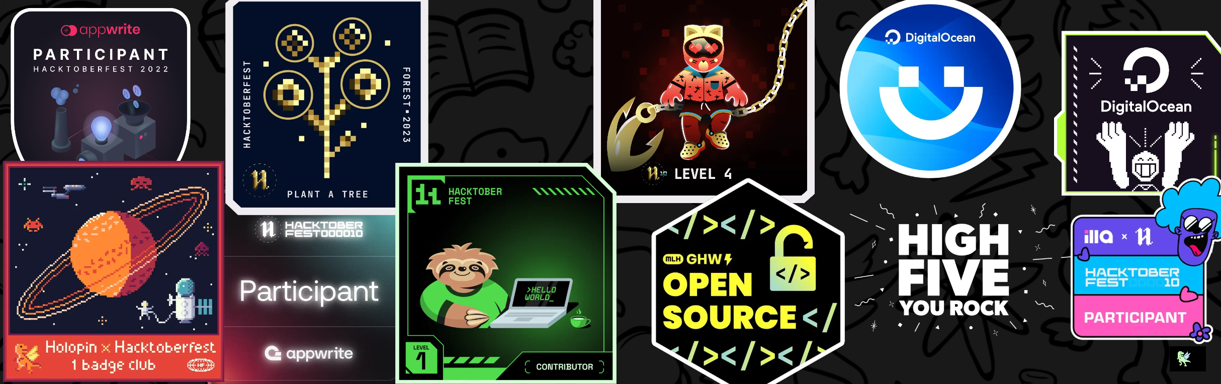 An image of @owainj's Holopin badges, which is a link to view their full Holopin profile