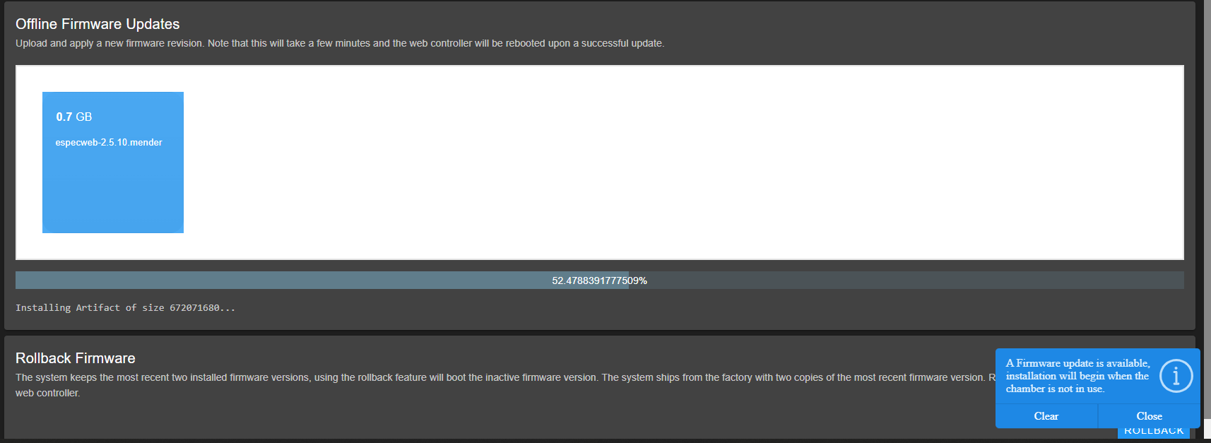 System moves to perform firmware update