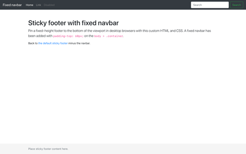 Sticky Footer With Fixed Navbar Örneği