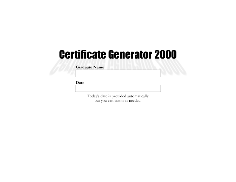 First and only visible page of PDF form with fields for student name and date