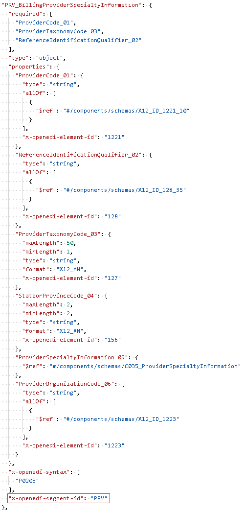 Example of EDI segment