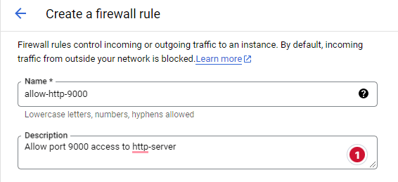 Create a firewall rule 1