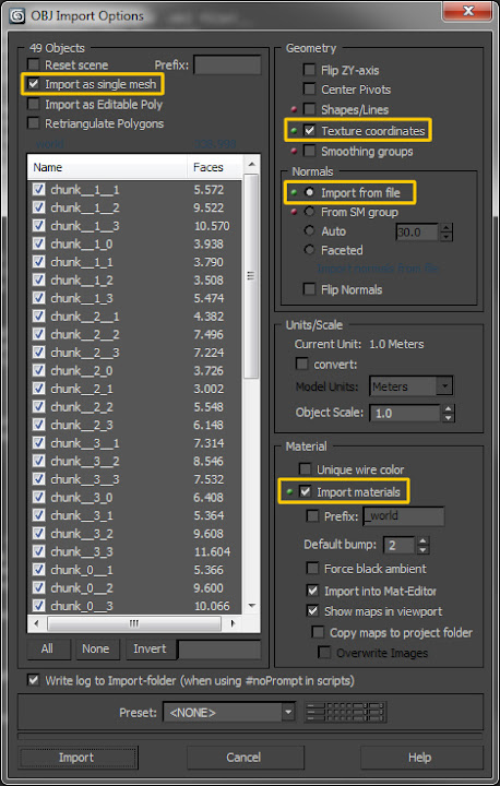 3ds max import settings