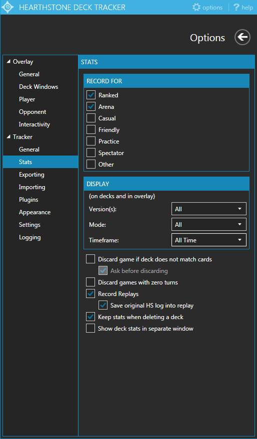 Options - Stats