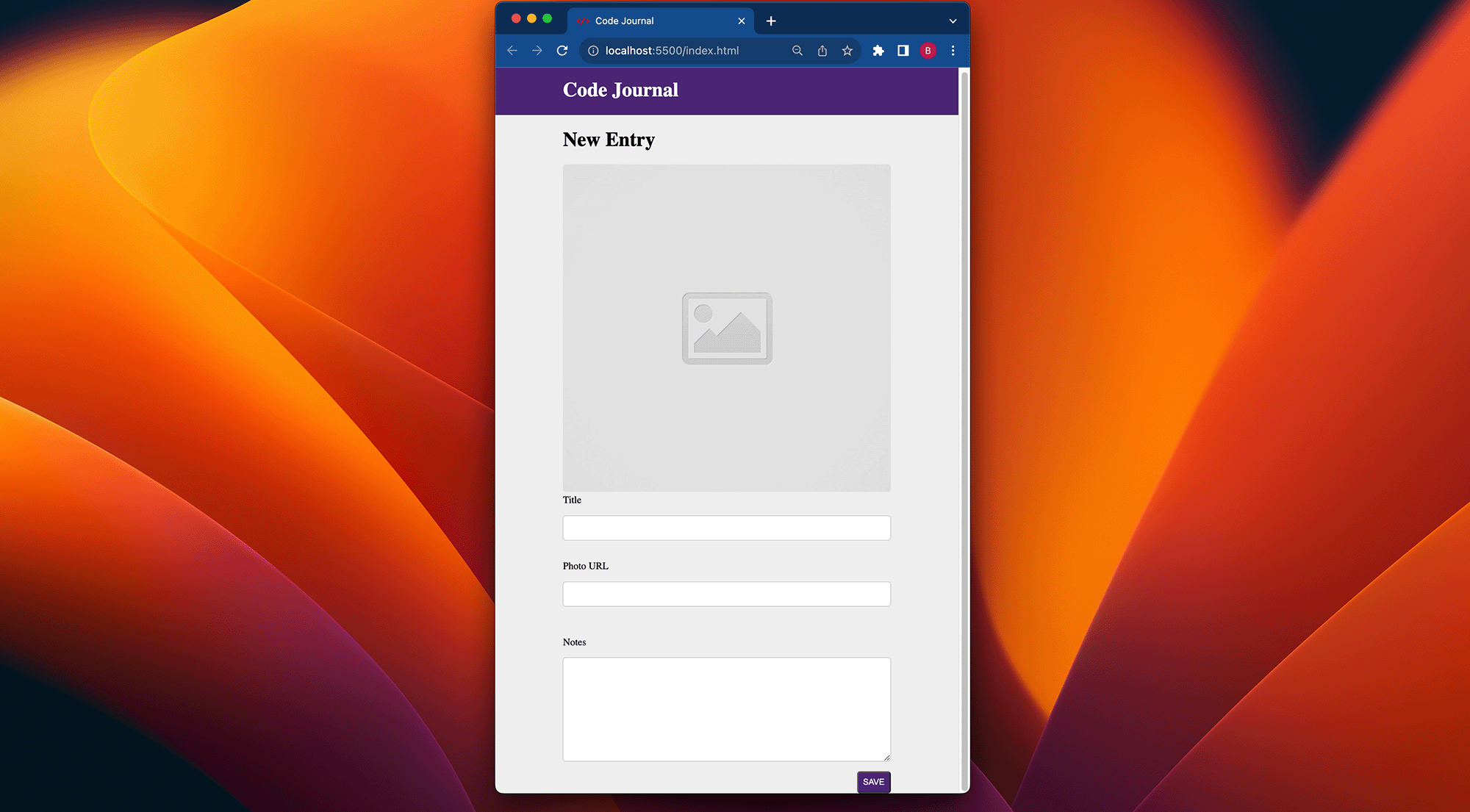 user can create an entry mobile