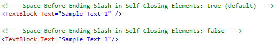 Space Before Ending Slash in Self-Closing Elements Example