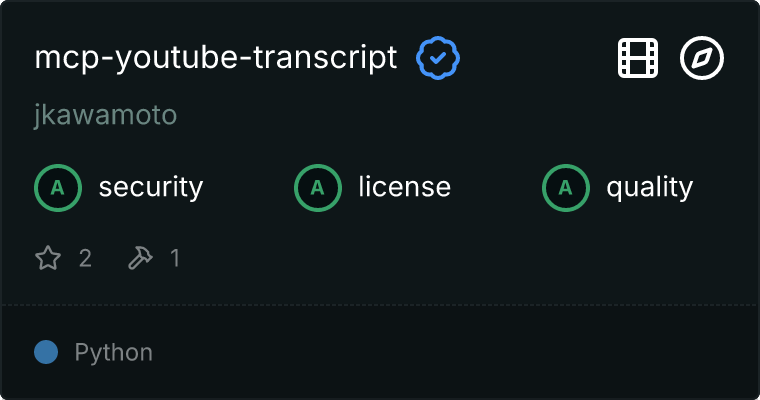 YouTube Transcript Server MCP server