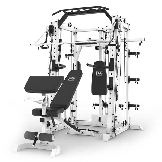 marcy-sm-7409-smith-machine-cage-multi-purpose-home-gym-training-system-white-1