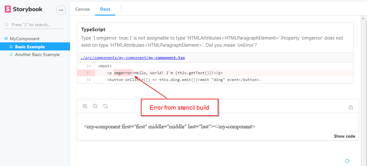 Stencil error inside Storybook