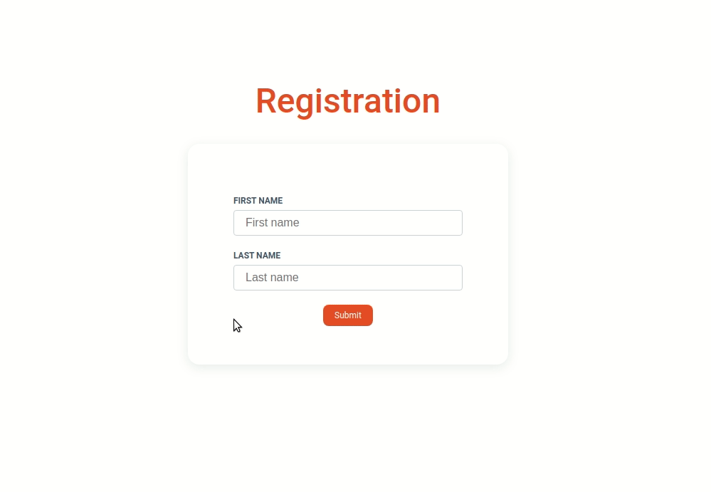 registration form desktop output